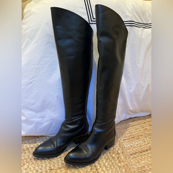 Alexander Wang over-the-knee tall black boots zip size women IT 37.5 / US 7.5 - Picture 4 of 13